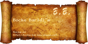 Bocke Barlám névjegykártya